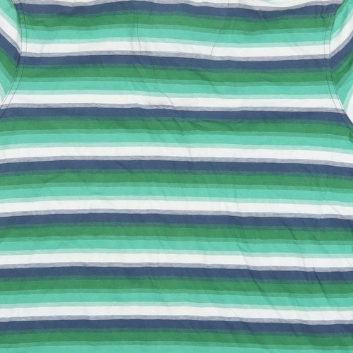 Duffer of St. George Mens Green Striped   Polo Size L