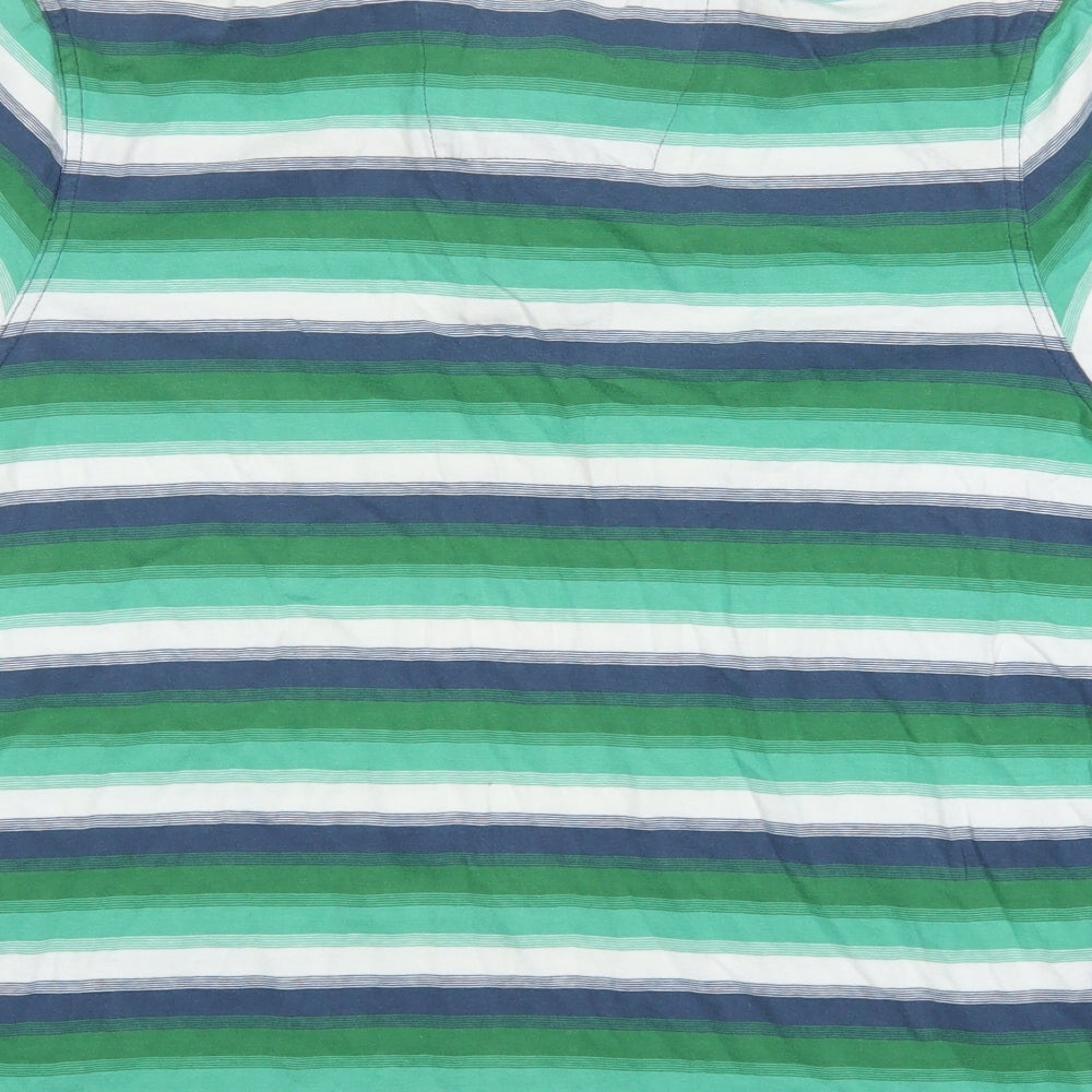 Duffer of St. George Mens Green Striped   Polo Size L