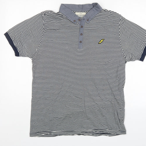 Brookhaven Mens Blue Striped   Polo Size XL