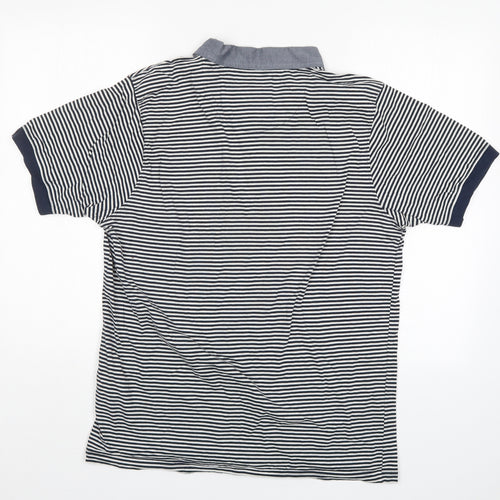 Brookhaven Mens Blue Striped   Polo Size XL