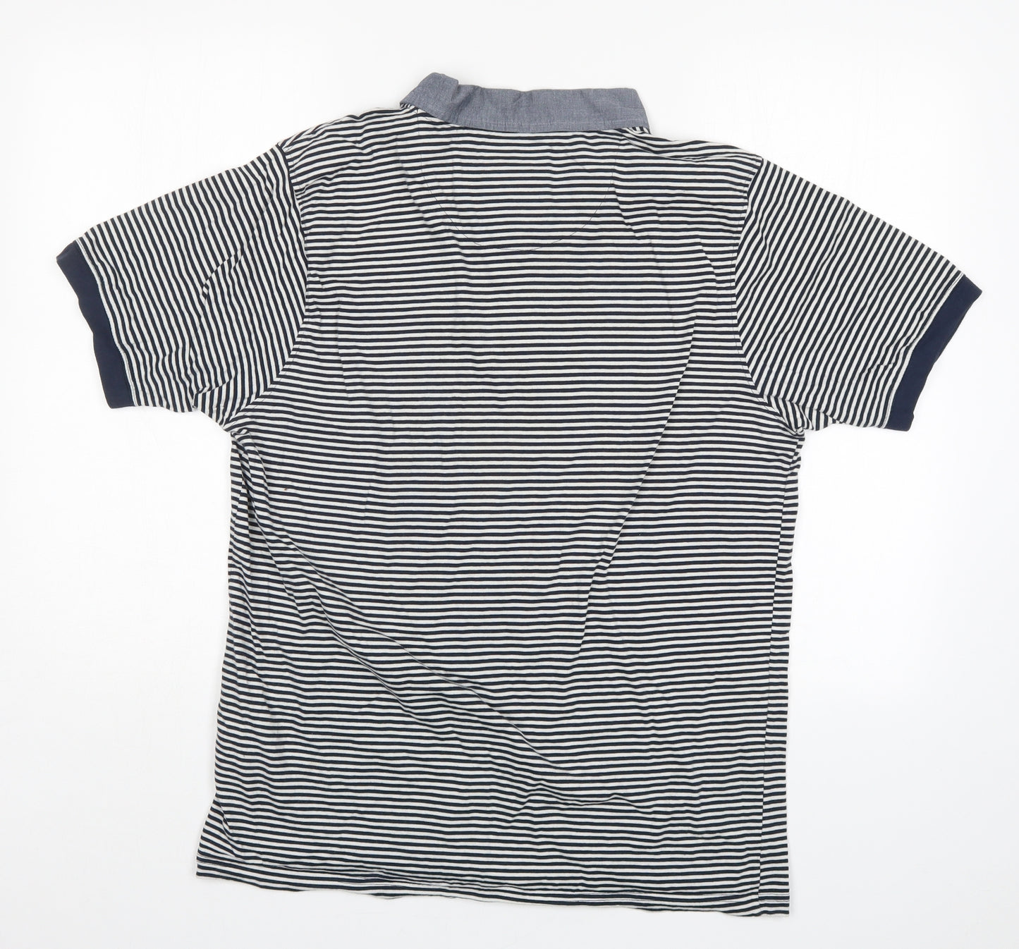 Brookhaven Mens Blue Striped   Polo Size XL