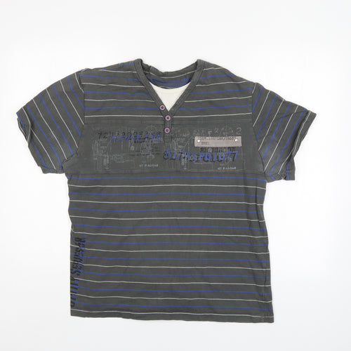 NEXT Mens Grey Striped   Polo Size L