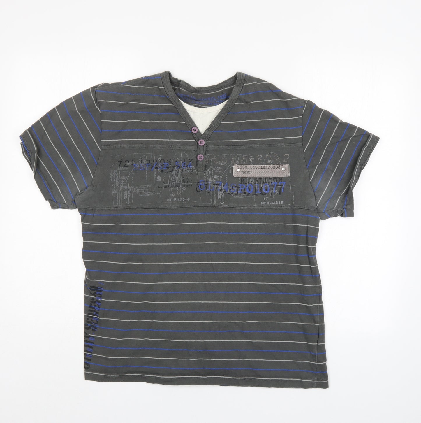 NEXT Mens Grey Striped   Polo Size L