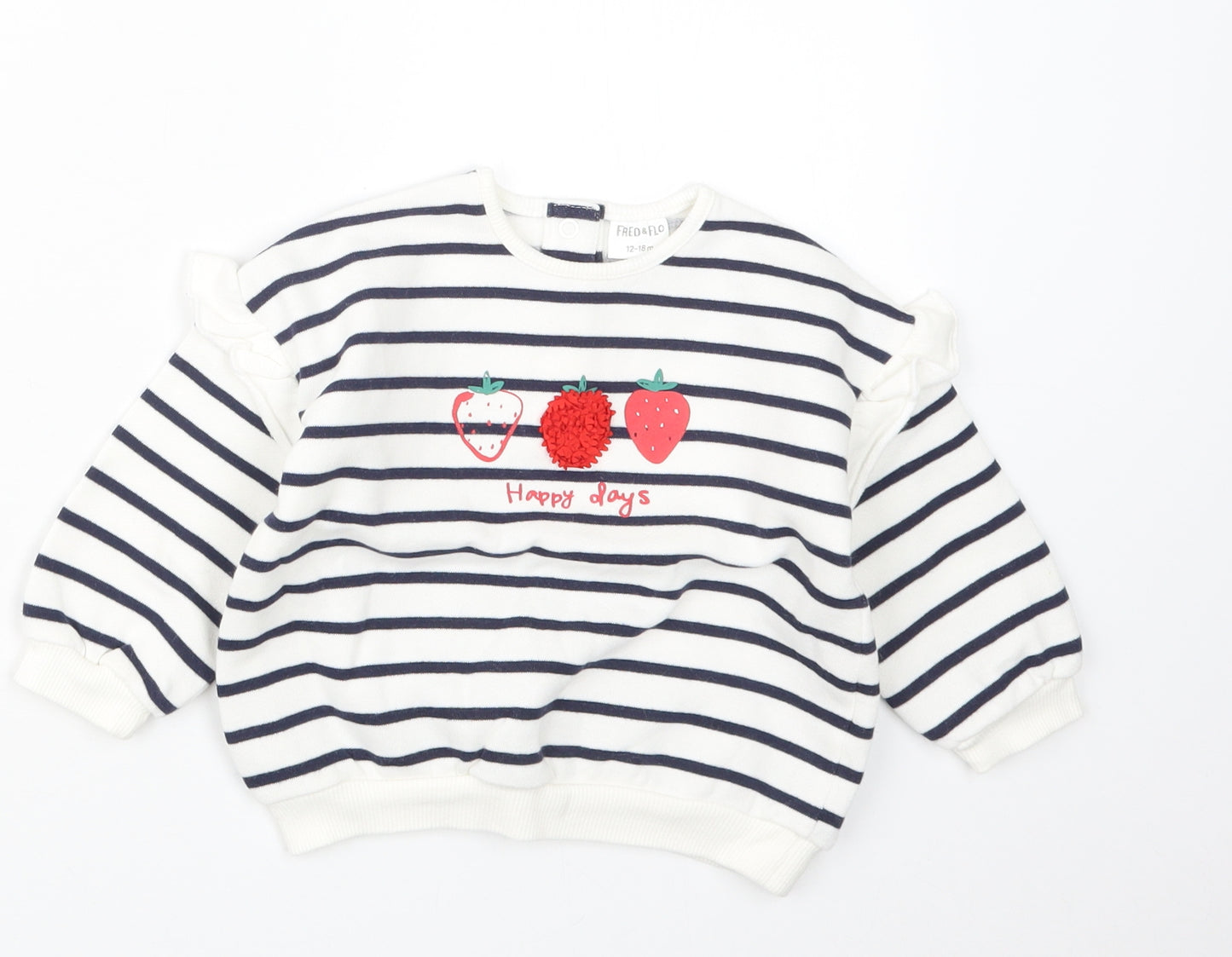 F&F Girls Blue Striped  Pullover Jumper Size 12-18 Months