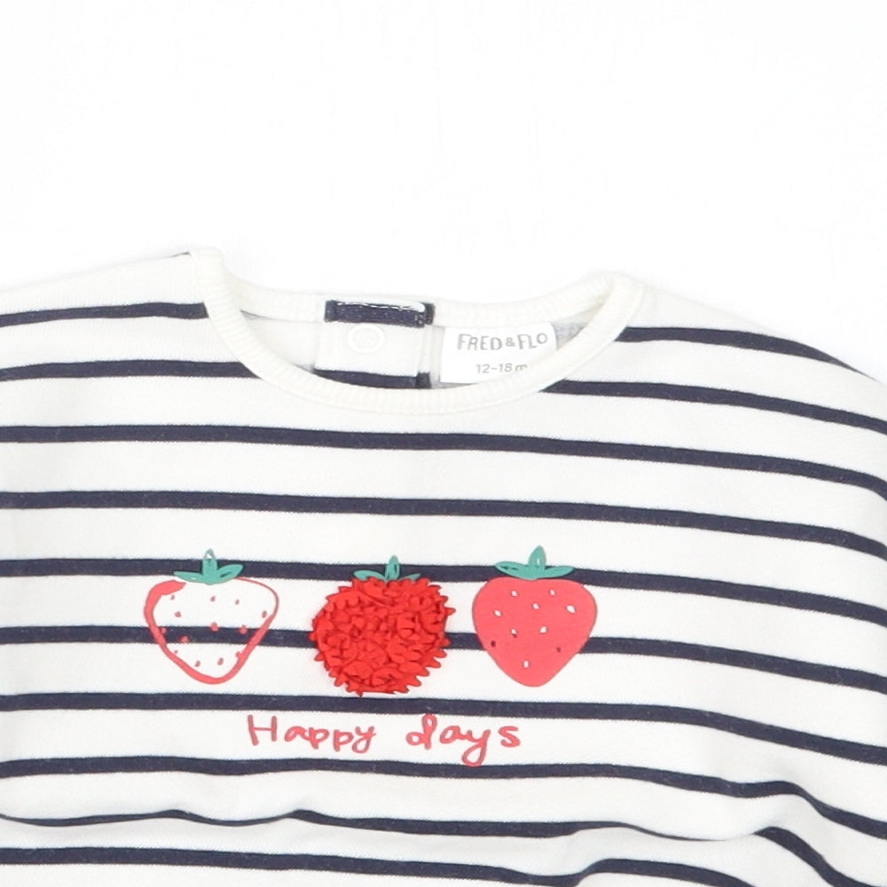 F&F Girls Blue Striped  Pullover Jumper Size 12-18 Months