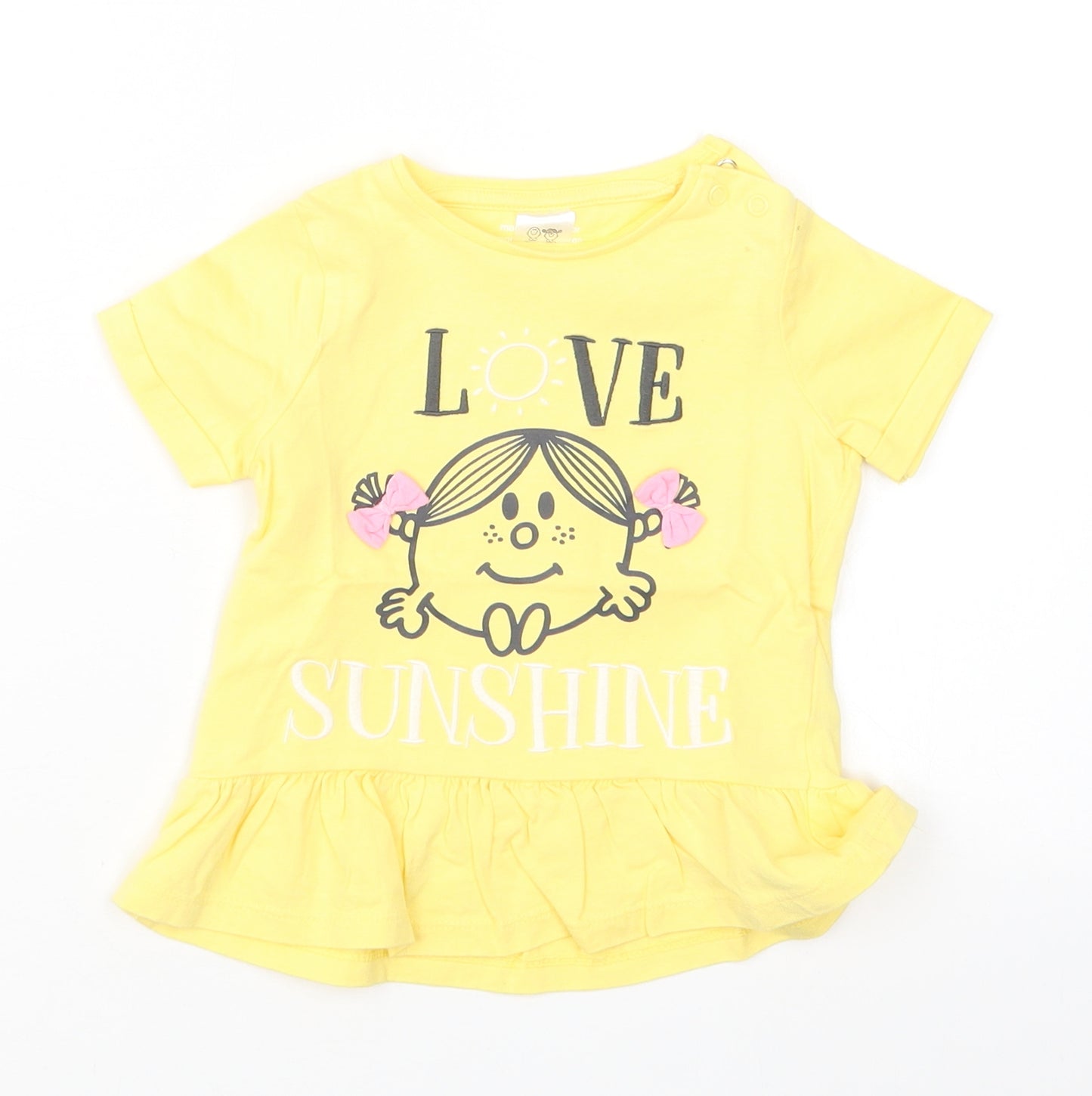 Tesco Girls Yellow   Basic T-Shirt Size 12-18 Months  - Little Miss Sunshine