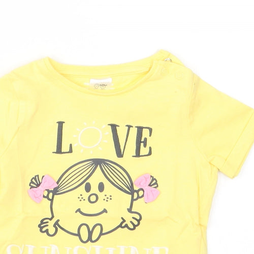 Tesco Girls Yellow   Basic T-Shirt Size 12-18 Months  - Little Miss Sunshine