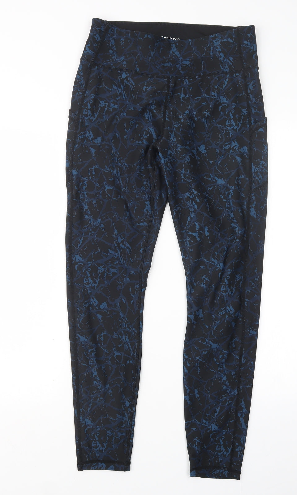 Matalan Womens Blue Geometric  Capri Leggings Size 12 L27 in