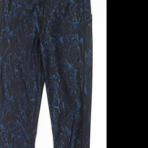 Matalan Womens Blue Geometric  Capri Leggings Size 12 L27 in