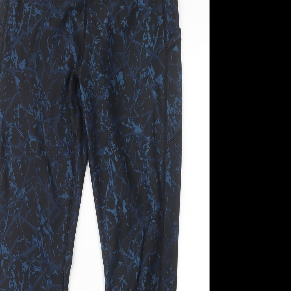 Matalan Womens Blue Geometric  Capri Leggings Size 12 L27 in