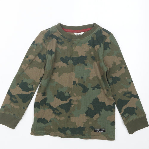 M&Co Boys Green Camouflage  Pullover Jumper Size 5-6 Years