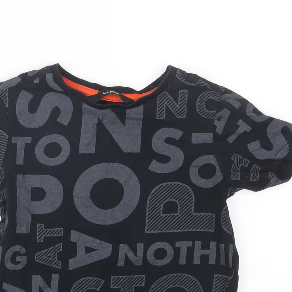 George Boys Black Geometric  Basic T-Shirt Size 4-5 Years