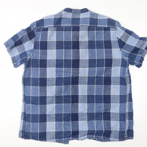 George Mens Blue Check   Button-Up Size XL