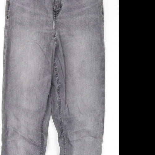 Topshop Womens Grey  Denim Straight Jeans Size 26 in L26 in