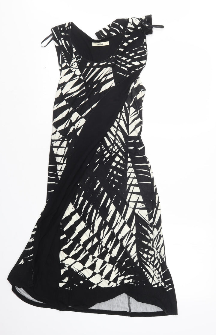 Oasis Womens Black Geometric T-Shirt Dress Size S