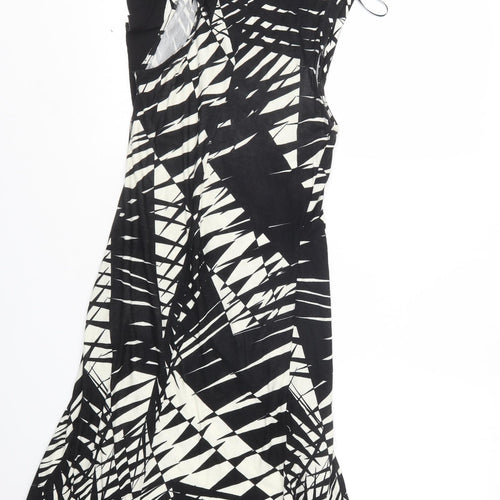 Oasis Womens Black Geometric  T-Shirt Dress  Size S