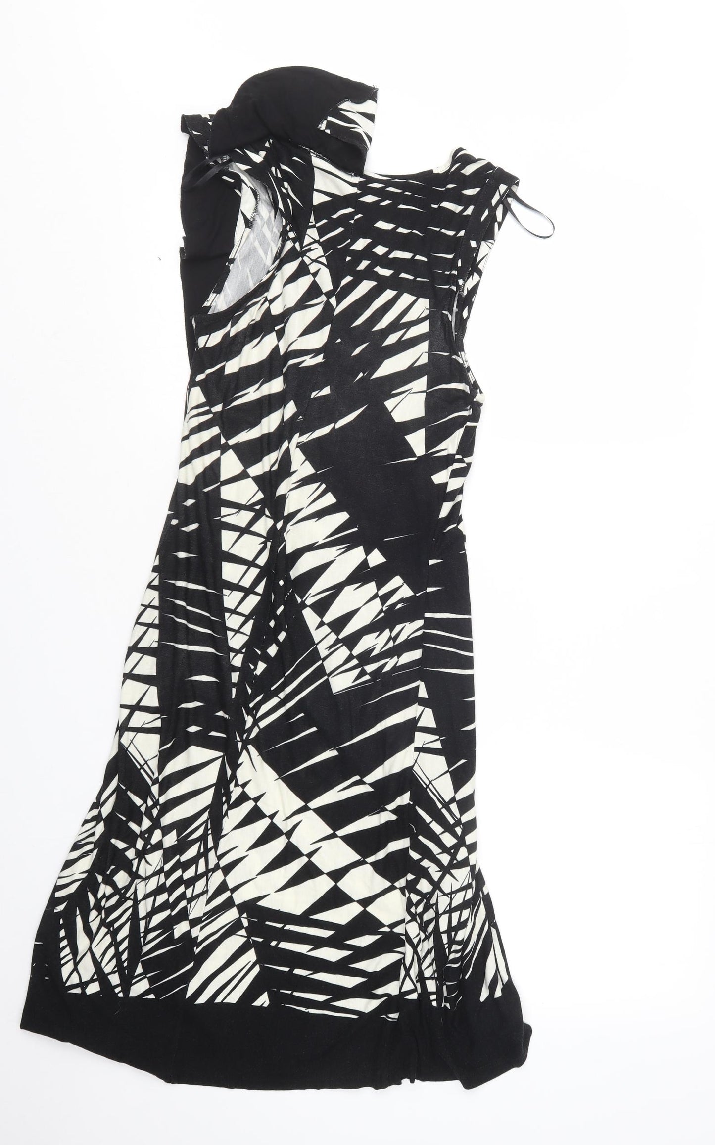 Oasis Womens Black Geometric  T-Shirt Dress  Size S