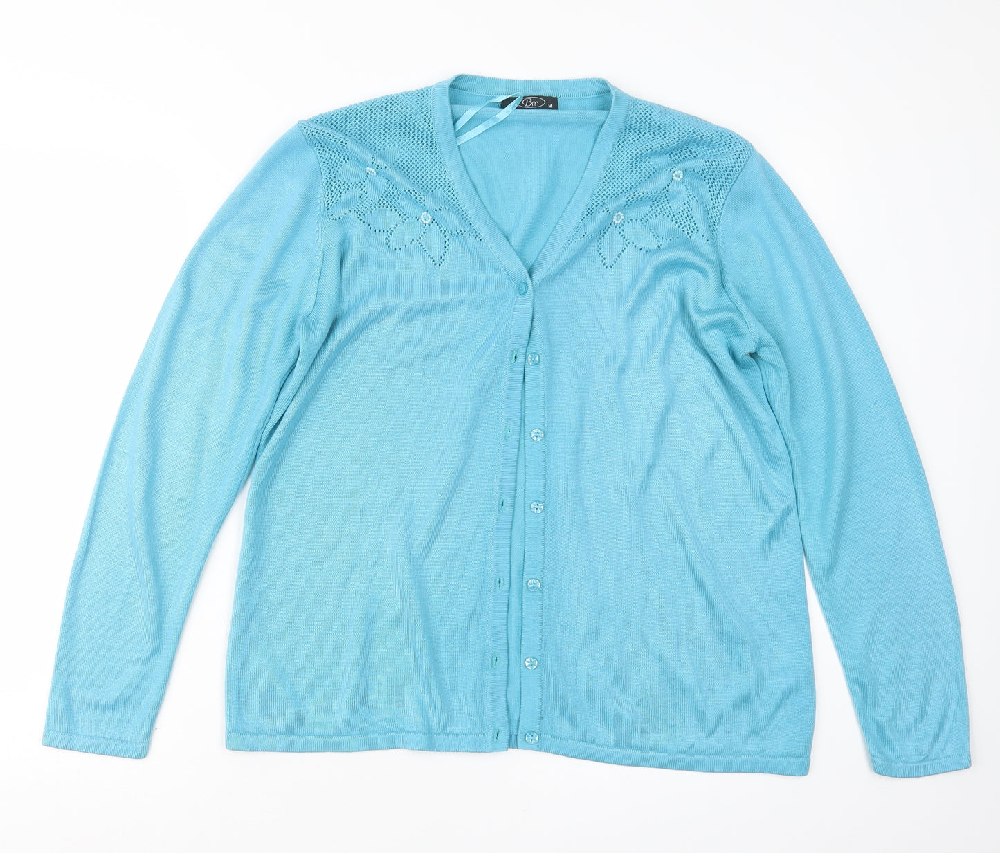 BM Womens Blue  Knit Cardigan Jumper Size M