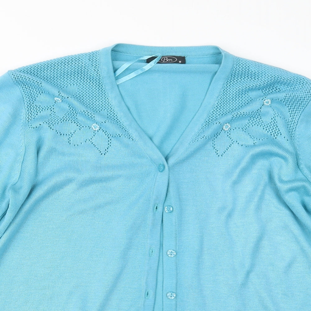 BM Womens Blue  Knit Cardigan Jumper Size M