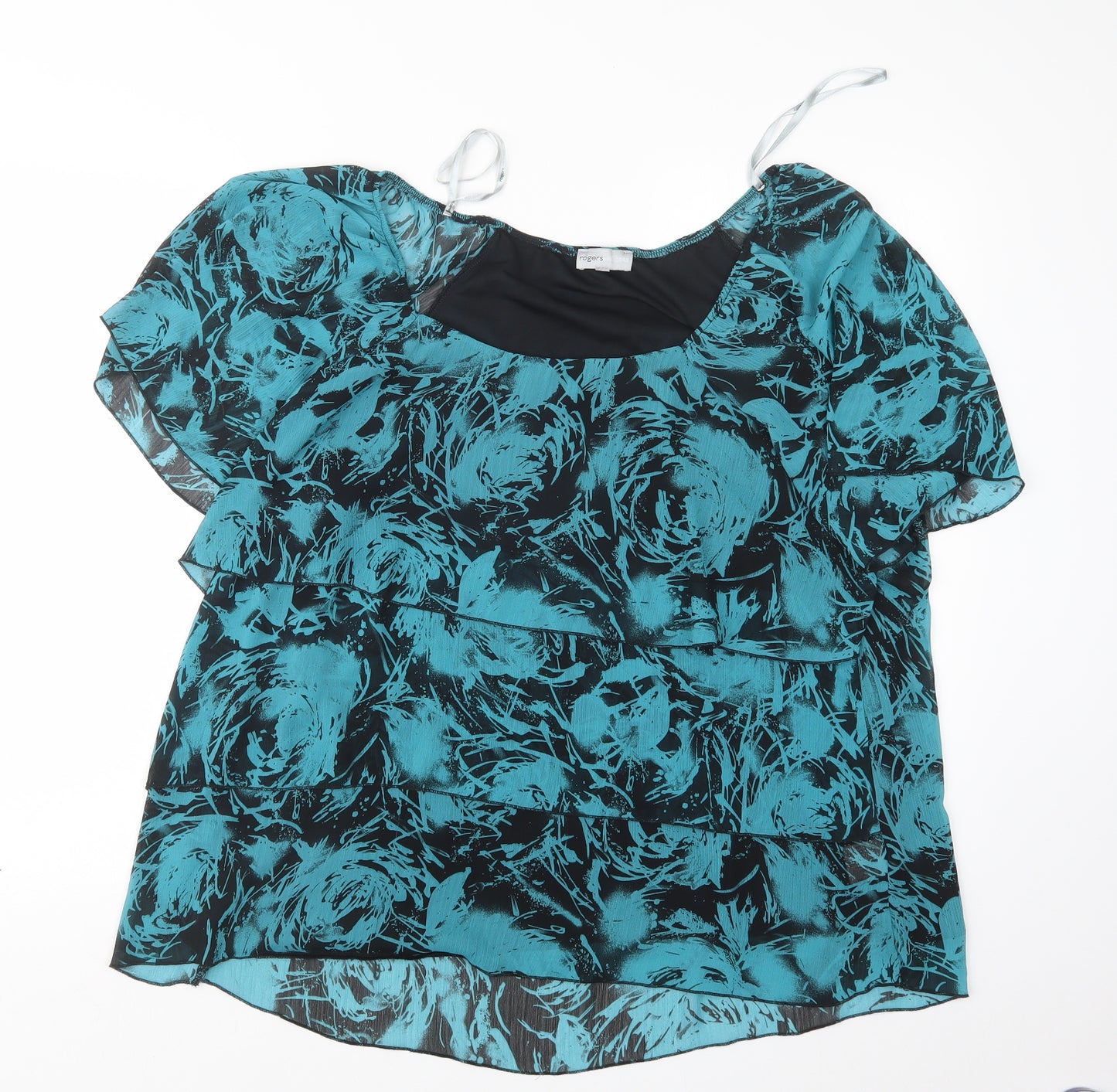 Rogers + Rogers Womens Blue Geometric  Basic Blouse Size 26