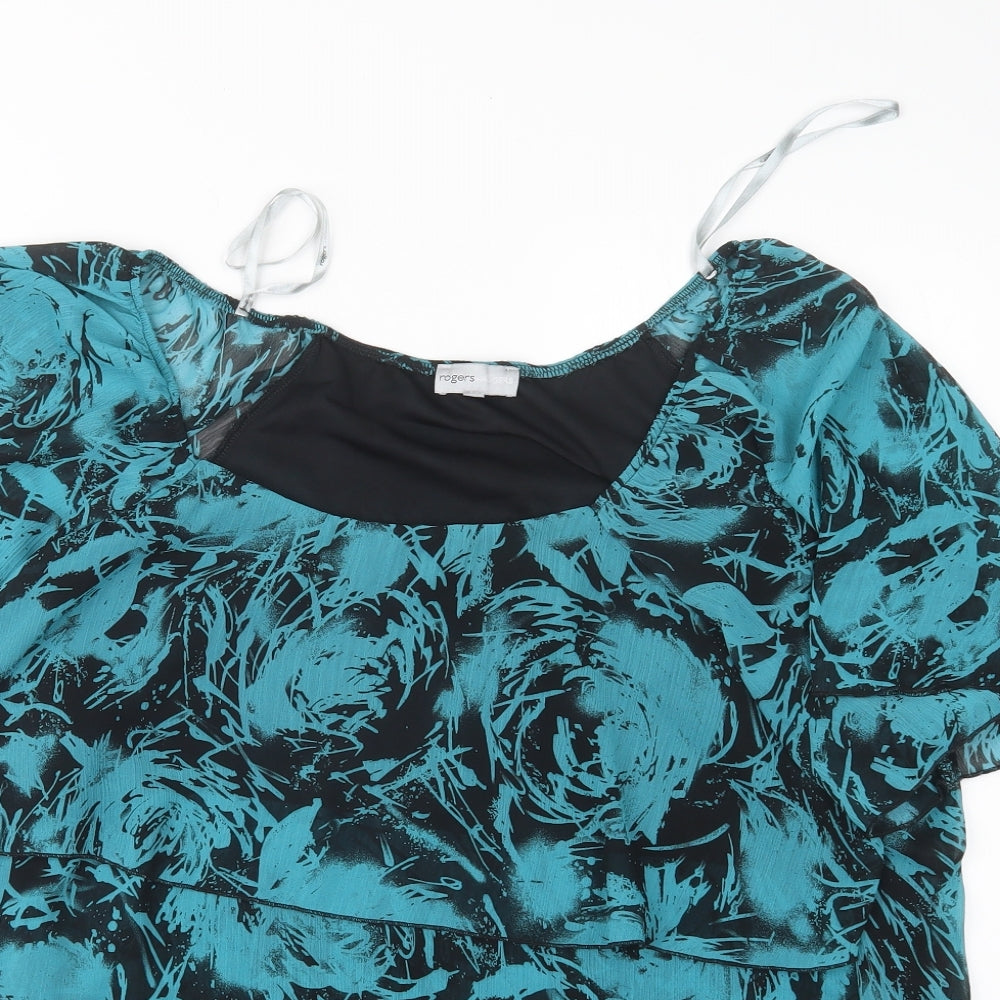 Rogers + Rogers Womens Blue Geometric  Basic Blouse Size 26