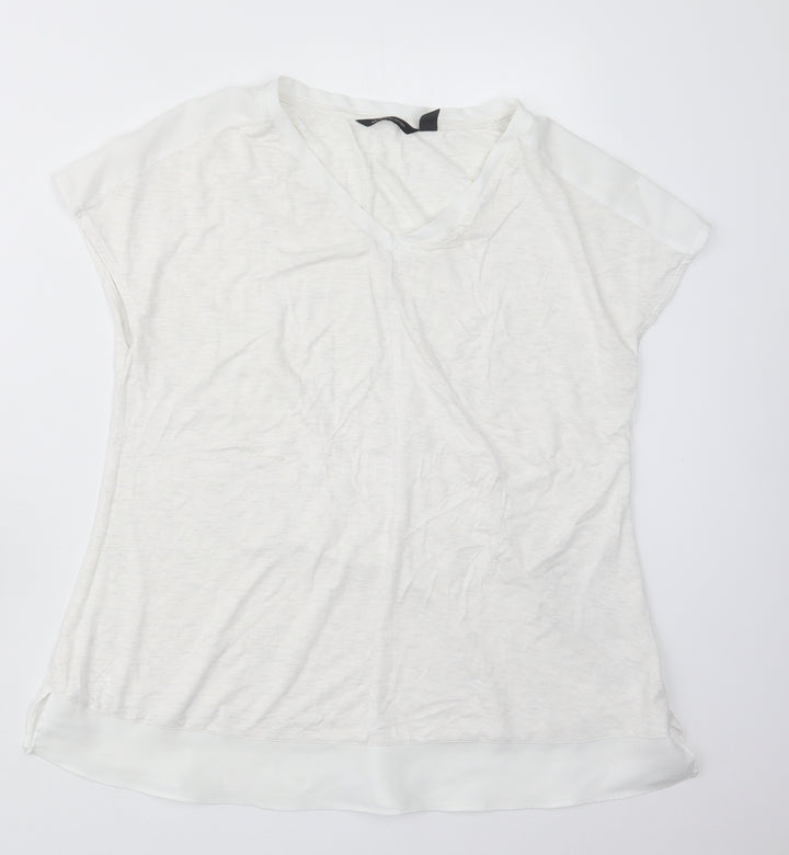 Halston Womens White   Basic T-Shirt Size XS