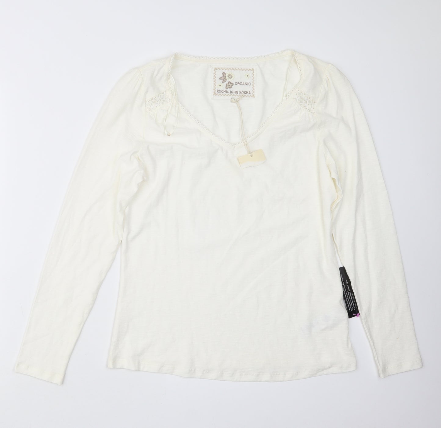 Rochas Womens Ivory   Basic T-Shirt Size 14