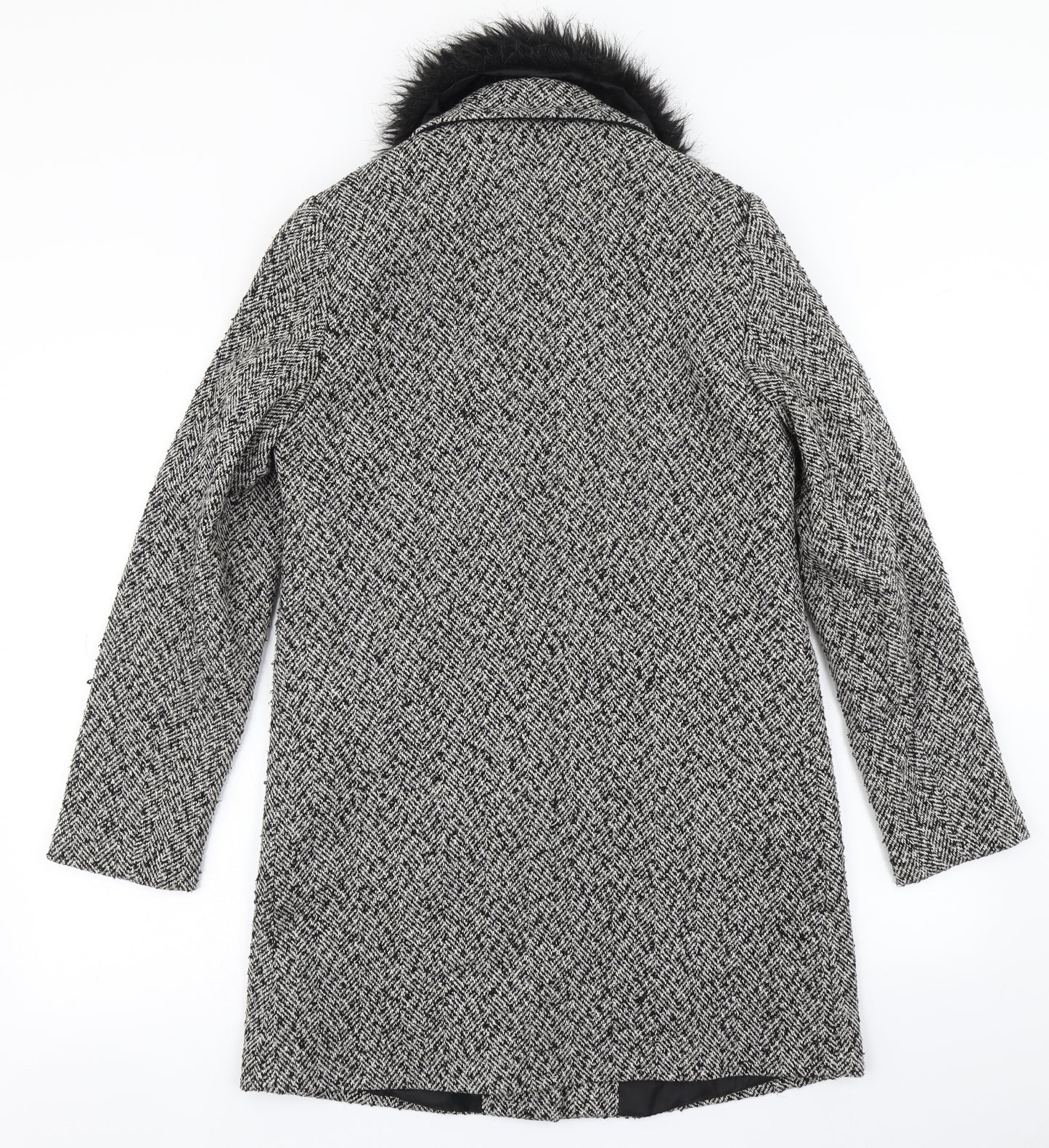 Atmosphere Womens Black Herringbone  Overcoat Coat Size 10