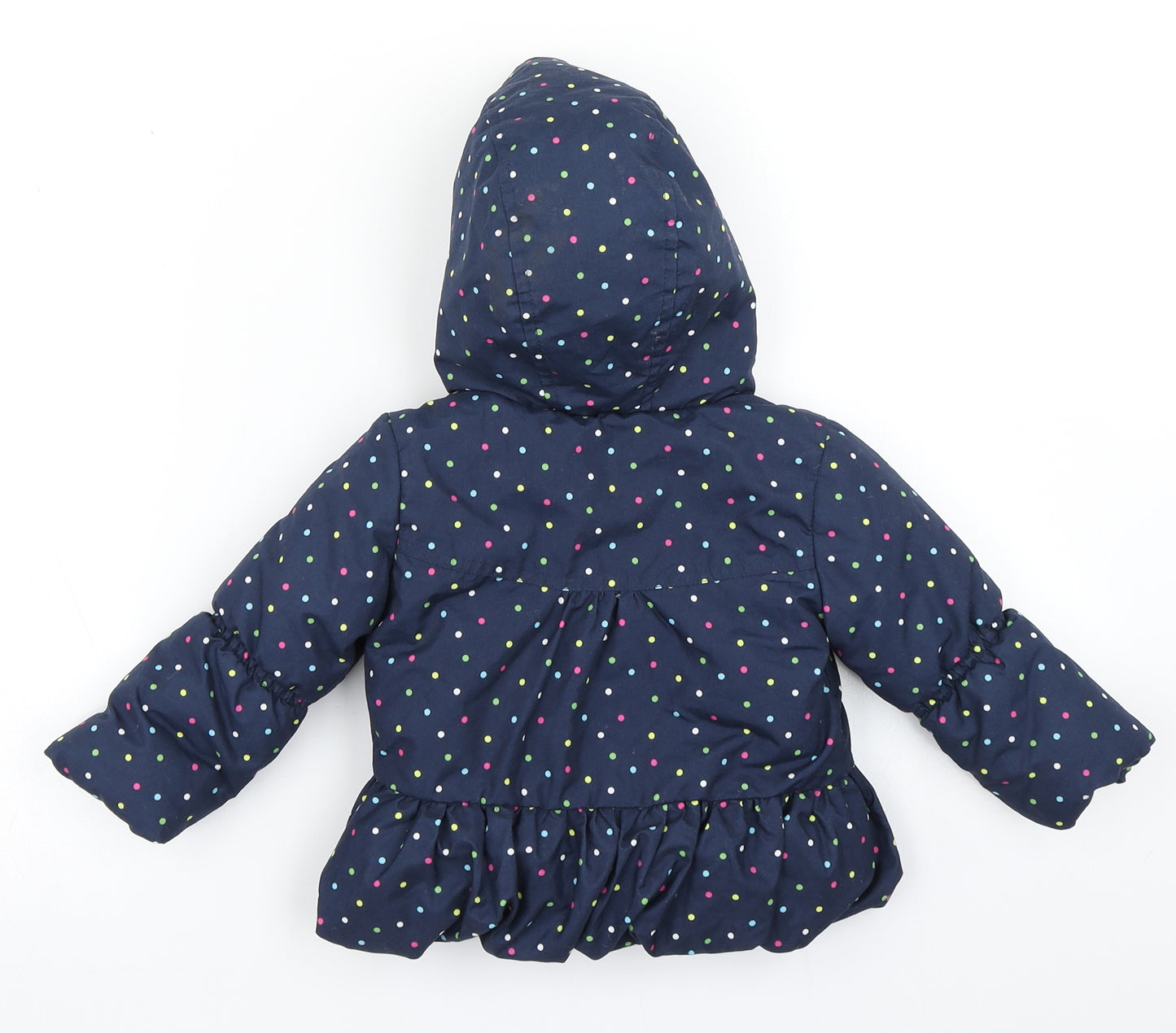 George Girls Blue Polka Dot  Parka Coat Size 9-12 Months