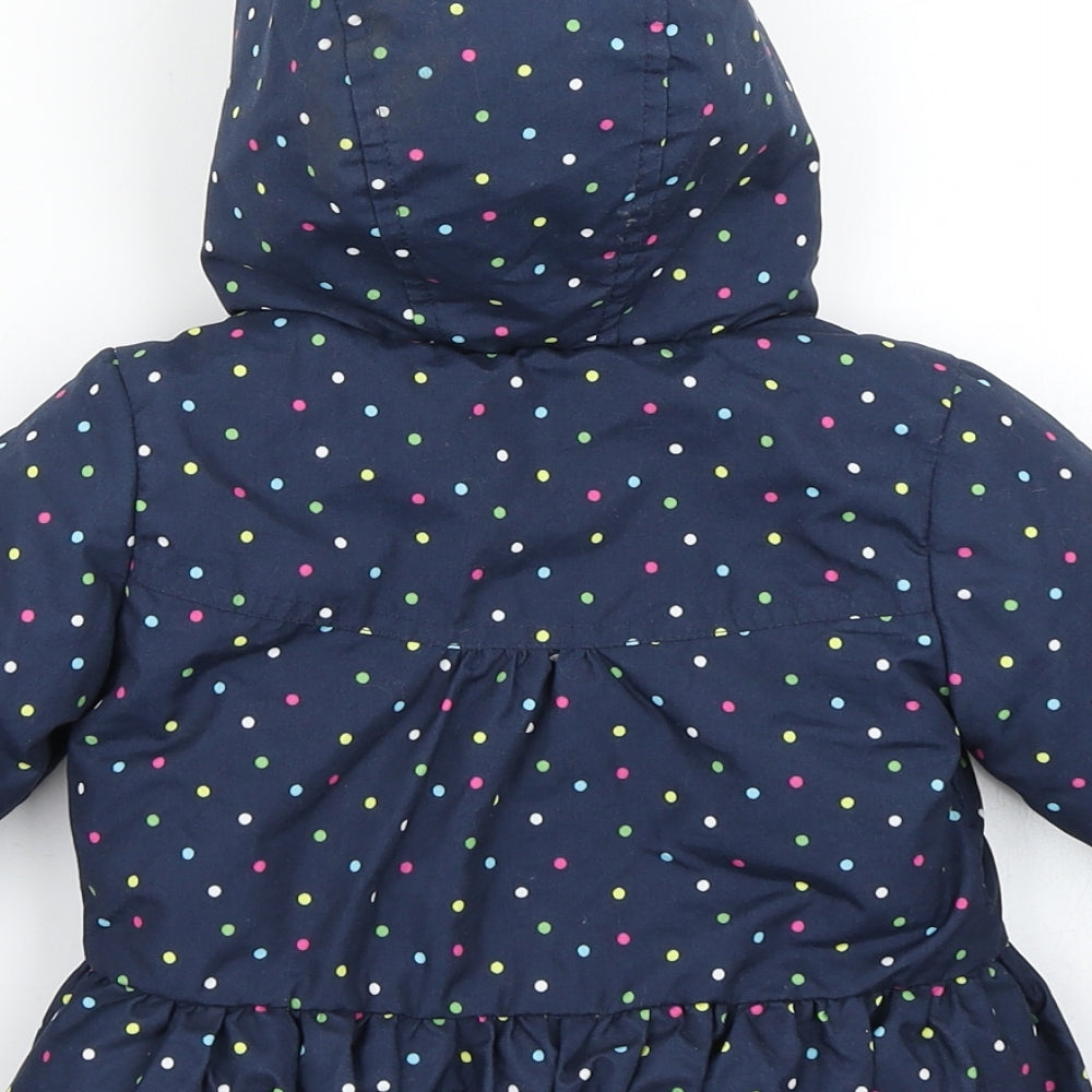 George Girls Blue Polka Dot  Parka Coat Size 9-12 Months