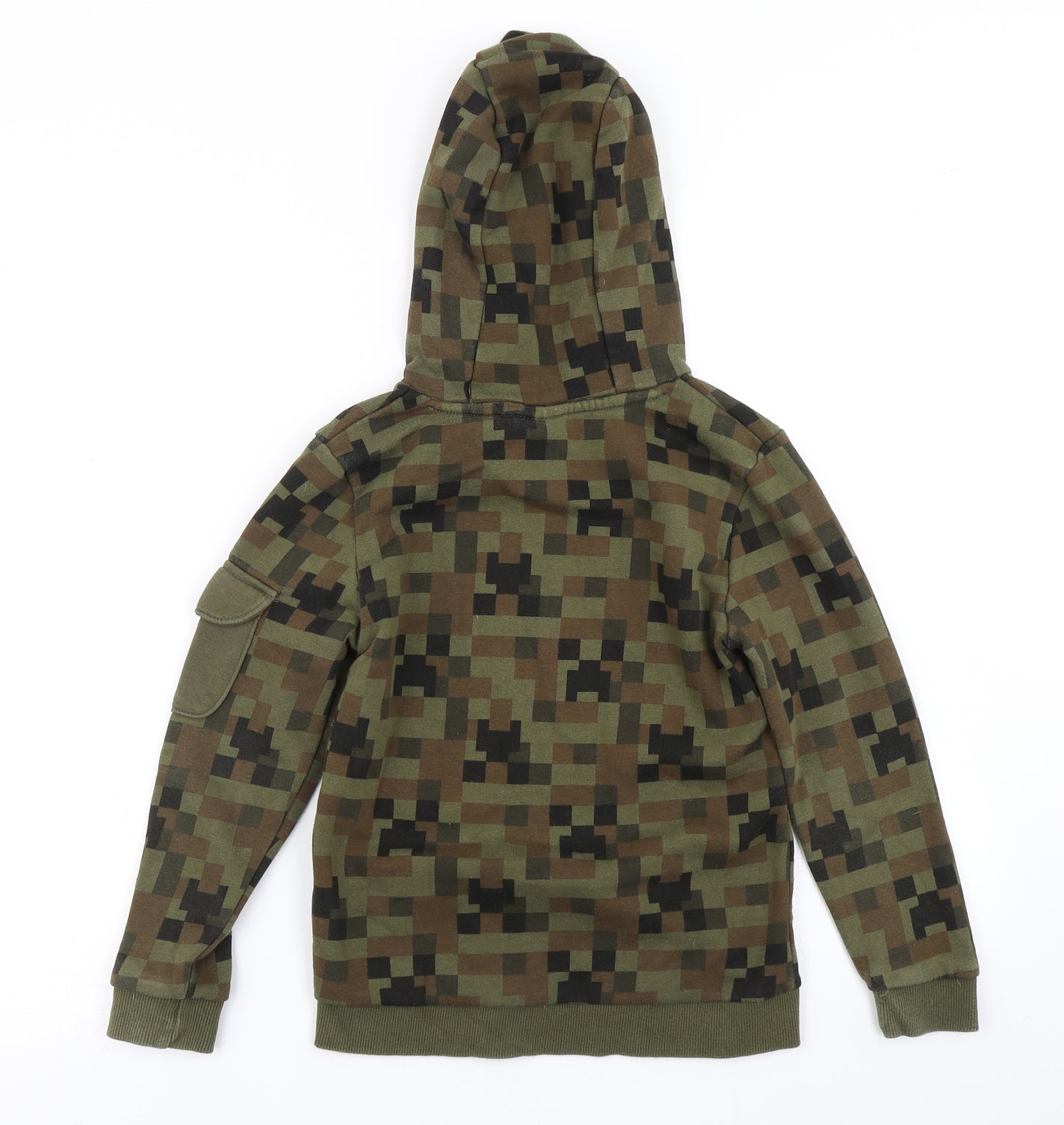 George Boys Green Check  Pullover Hoodie Size 7-8 Years  - Minecraft