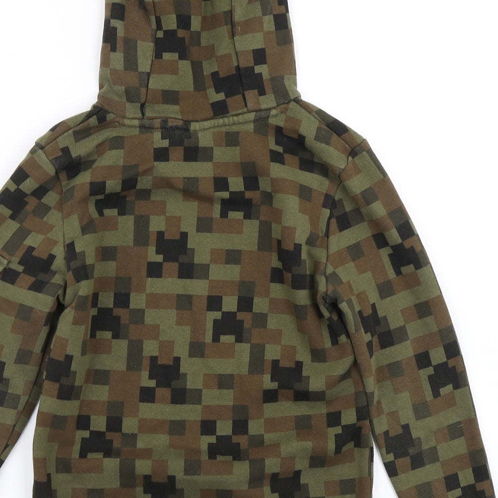 George Boys Green Check  Pullover Hoodie Size 7-8 Years  - Minecraft