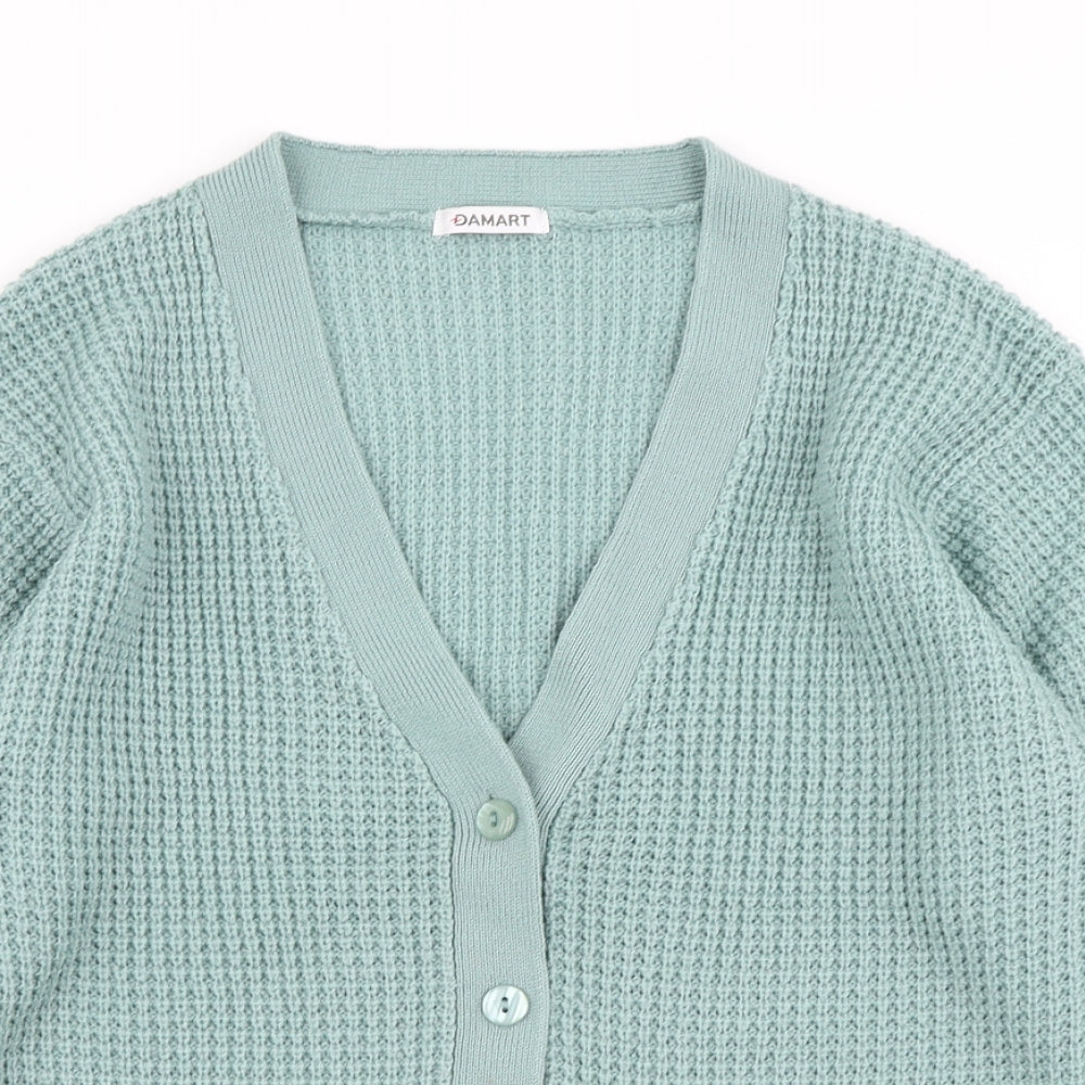 Damart Womens Green  Knit Cardigan Jumper Size 14
