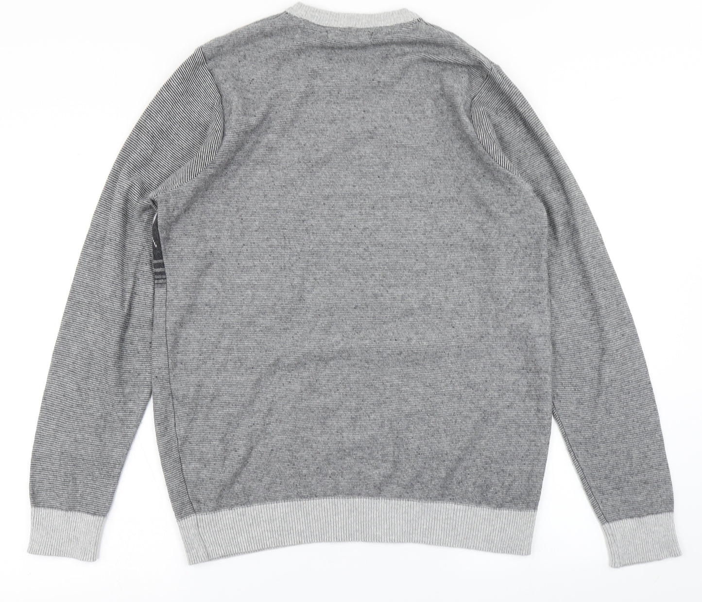 Colin Montgomerie Womens Grey Striped Knit Pullover Jumper Size S