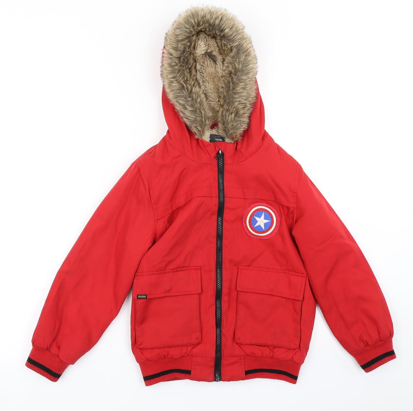 George Boys Red   Parka Coat Size 6-7 Years