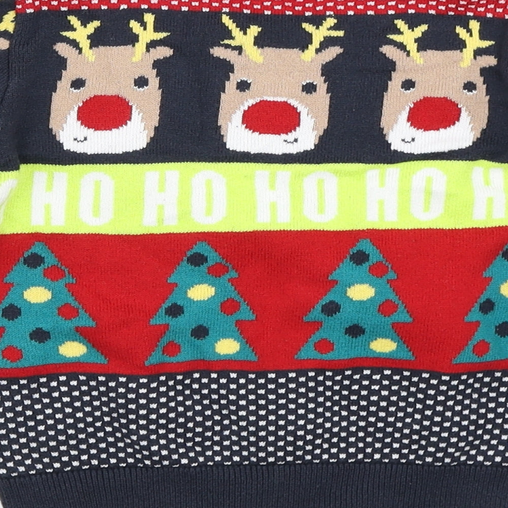F&F Boys Blue Fair Isle Knit Pullover Jumper Size 5-6 Years  - Christmas Jumper