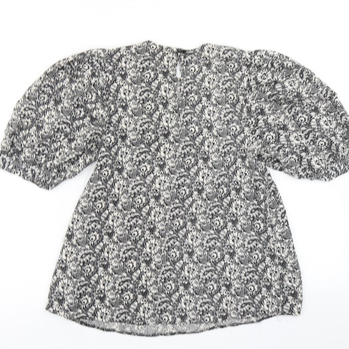 Primark Womens Black Floral  Basic Blouse Size 8