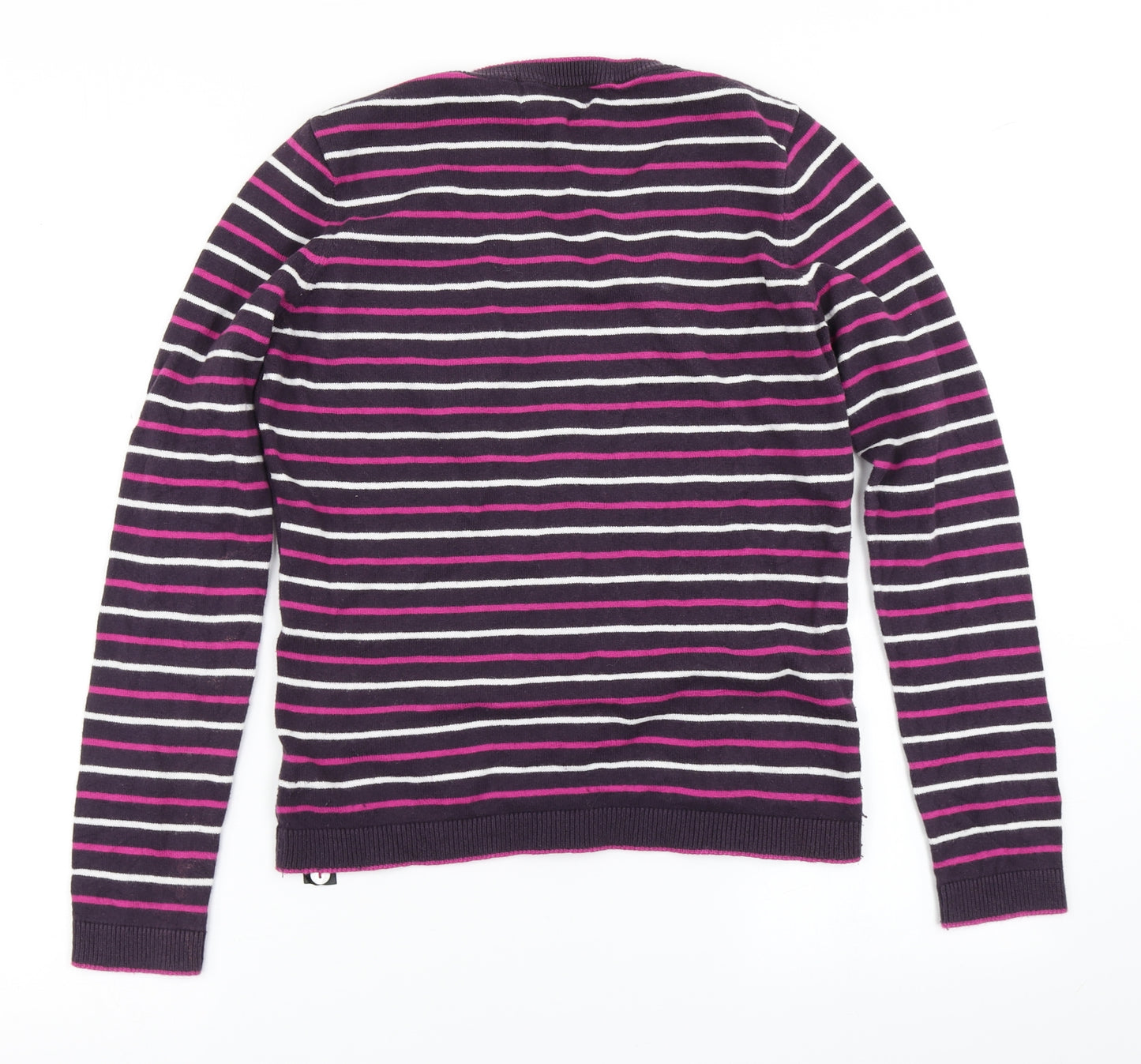 Per Una Womens Purple Striped Knit Cardigan Jumper Size 10