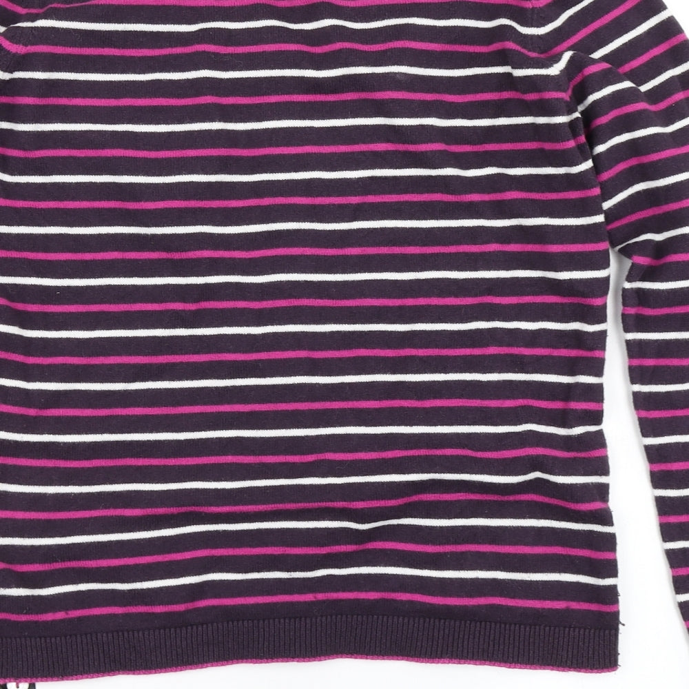 Per Una Womens Purple Striped Knit Cardigan Jumper Size 10