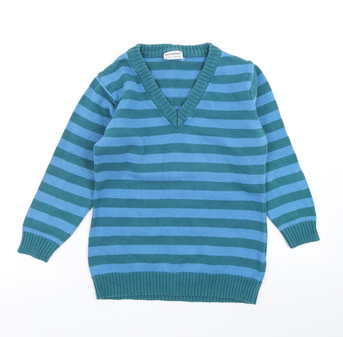 Atmosphere Womens Blue Striped Knit Pullover Jumper Size 12