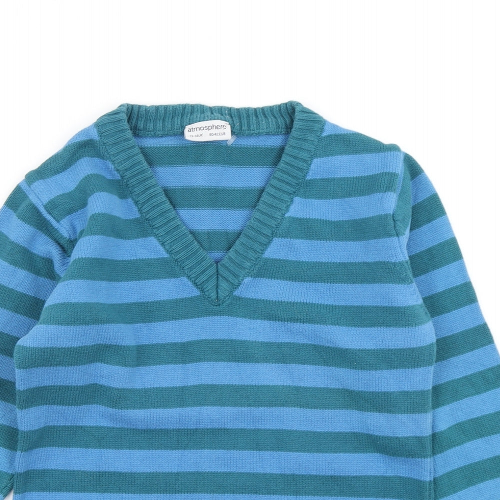 Atmosphere Womens Blue Striped Knit Pullover Jumper Size 12