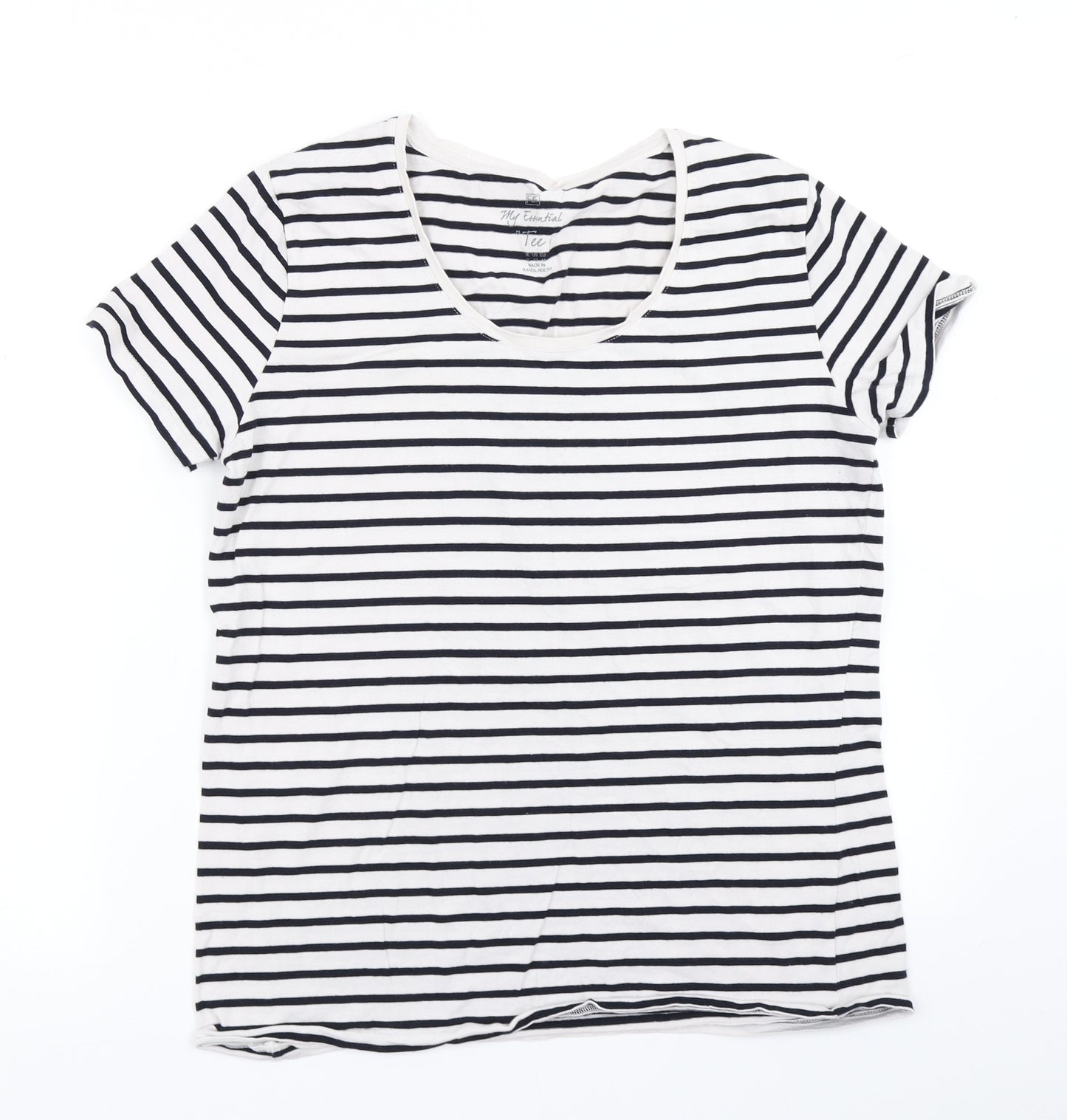 F&F Womens White Striped  Basic T-Shirt Size 16