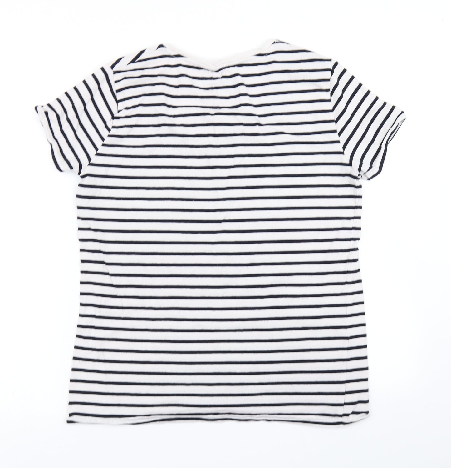 F&F Womens White Striped  Basic T-Shirt Size 16