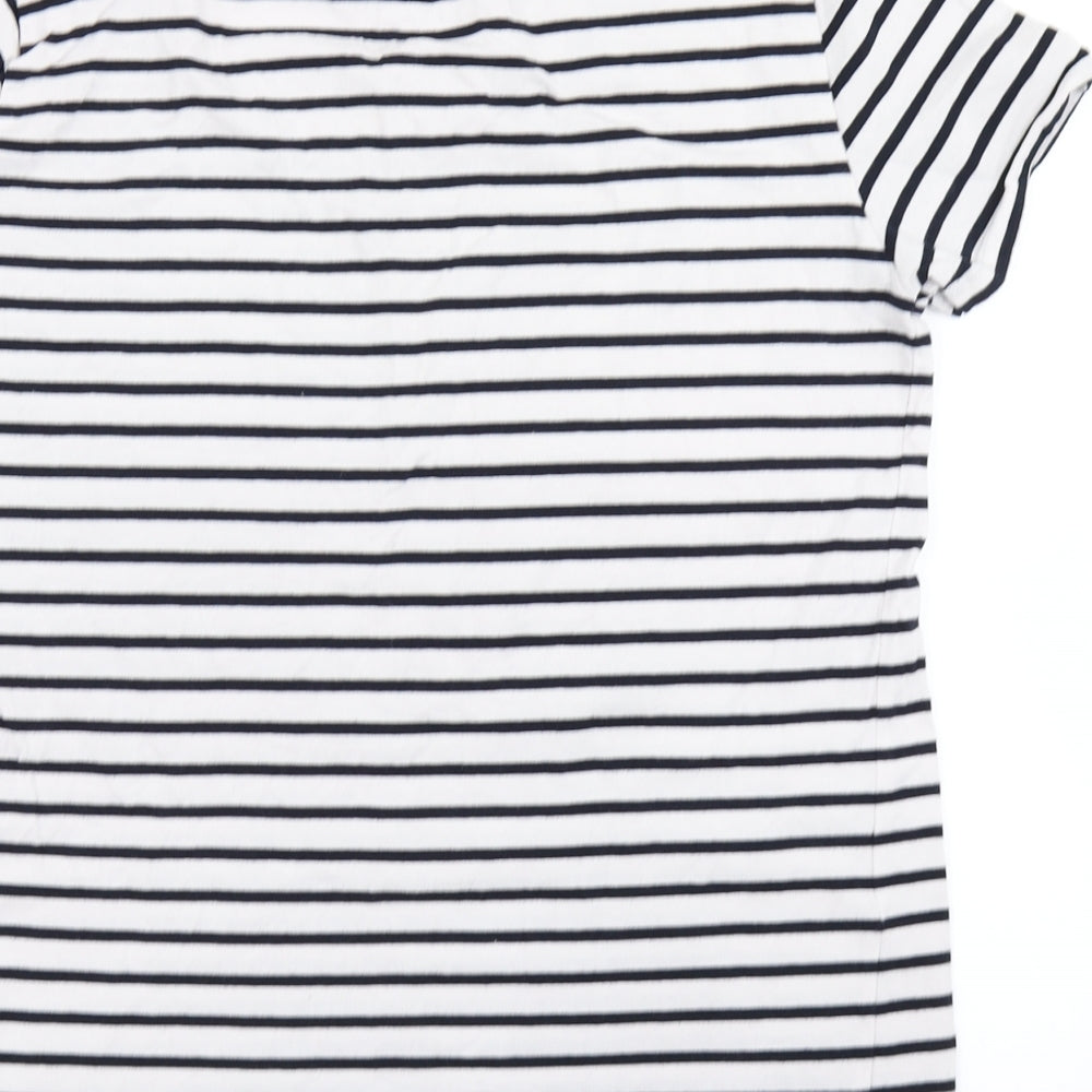 F&F Womens White Striped  Basic T-Shirt Size 16