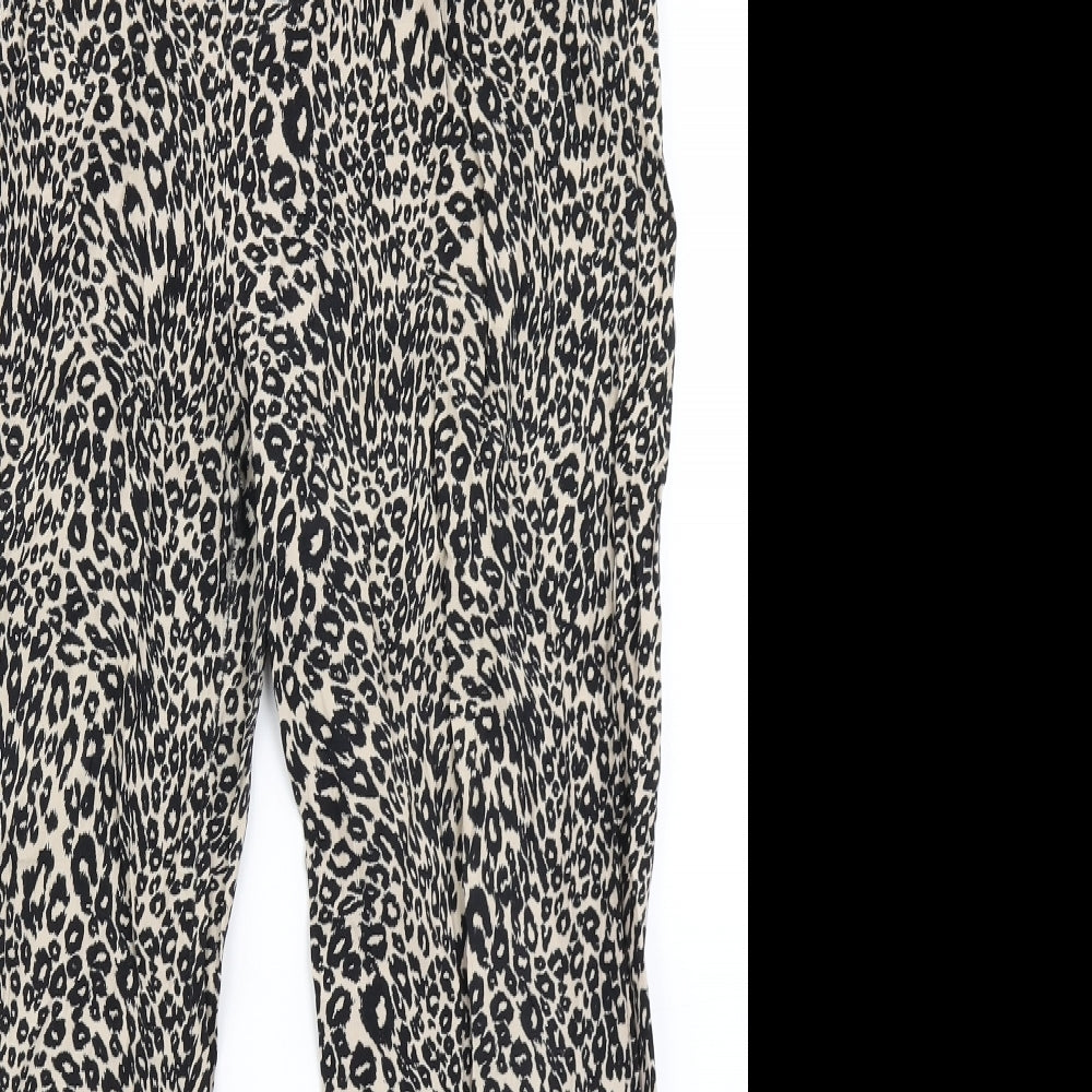 F&F Womens Brown Animal Print  Dress Pants Trousers Size 12 L24 in