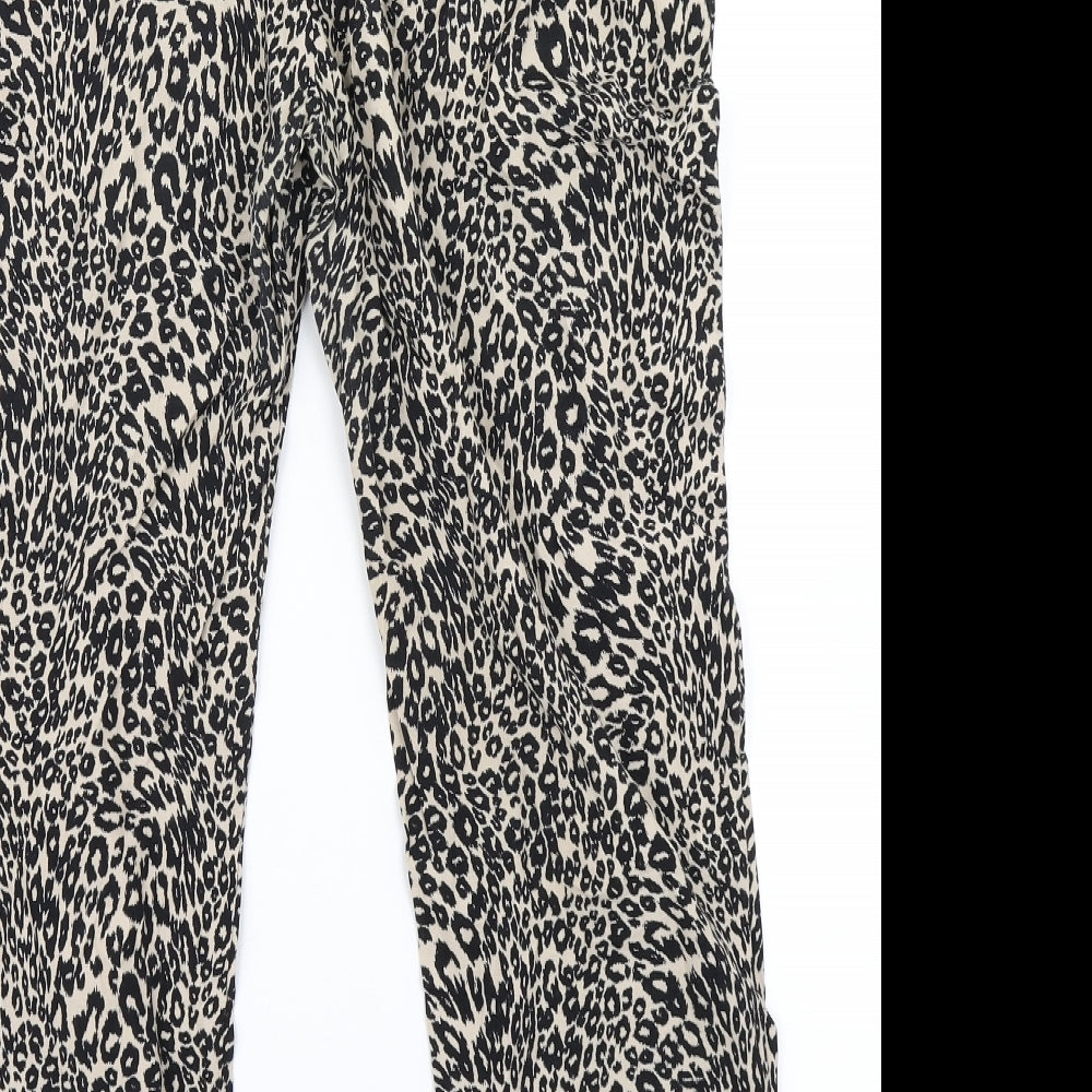 F&F Womens Brown Animal Print  Dress Pants Trousers Size 12 L24 in