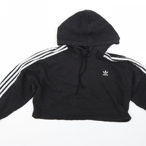 Womens Black Striped  Pullover Hoodie Size 6