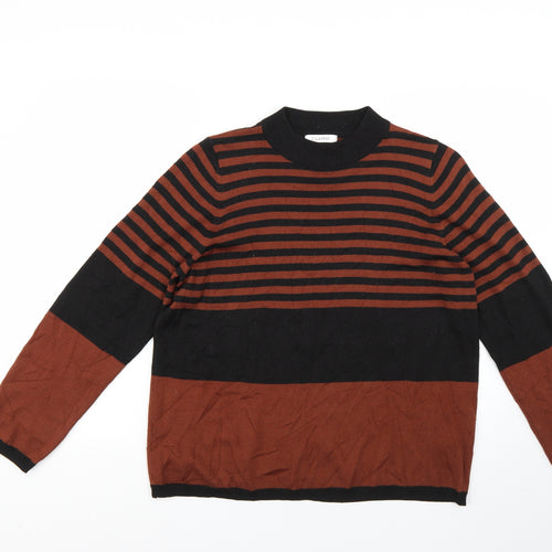 marks Womens Brown Geometric  Pullover Jumper Size 16