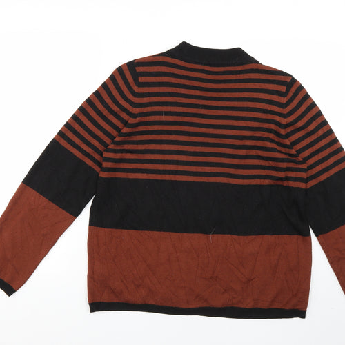 marks Womens Brown Geometric  Pullover Jumper Size 16