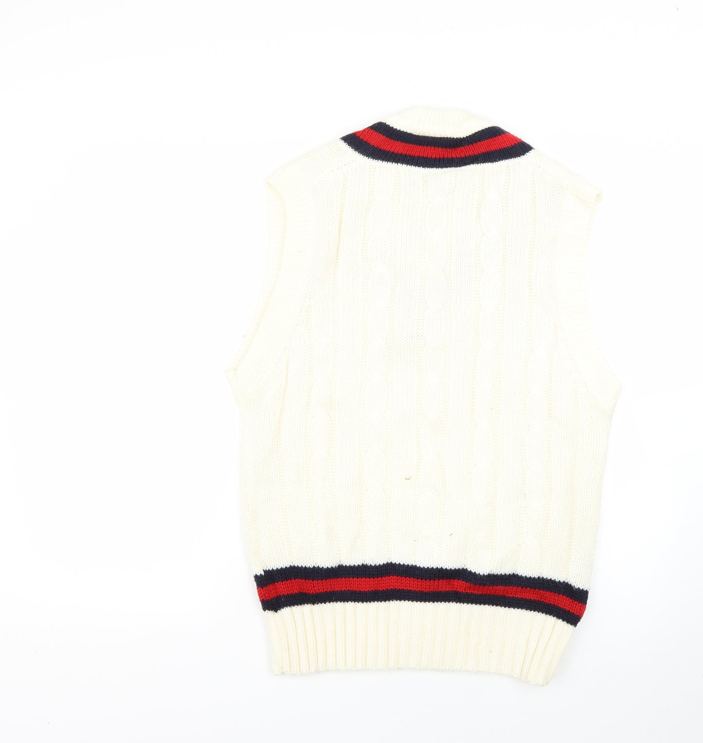 prest Mens White Striped  Pullover Jumper